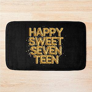 Happy Sweet Seventeen Gold Foil Balloons 3D Graphic Art Bath Mat