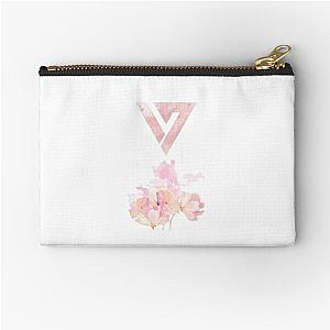 Floral Watercolor Seventeen Logo (Kpop) Zipper Pouch