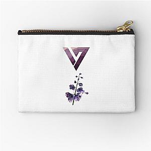 Purple Floral Watercolor Seventeen Logo Design (kpop) Zipper Pouch