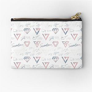 SEVENTEEN Signatures and Logos Pattern (White) Zipper Pouch