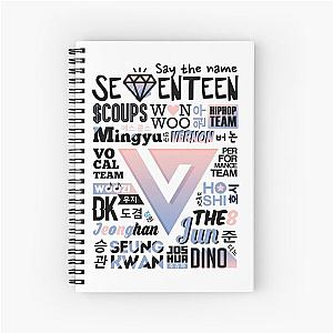 SEVENTEEN Font Collage ver. 2 (Rose Quartz & Serenity) Spiral Notebook