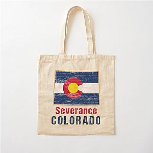 Severance Colorado State Distressed Flag Outline   Cotton Tote Bag