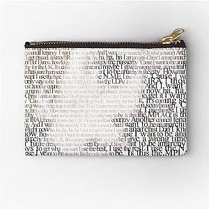 John Lydon inspired design created from Sex Pistols lyrics zipper pouch