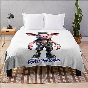 Porky Personas Funny Pig Characters Sex Pistols Throw Blanket
