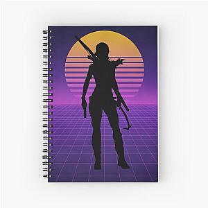 Retro Synthwave Tomb Raider Lara Croft Modern Silhouette Poster Spiral Notebook