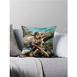 Lara Croft Tomb Raider 8K Throw Pillow