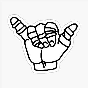 Jiu Jitsu Shaka Hand Hang Loose Transparent White Sticker