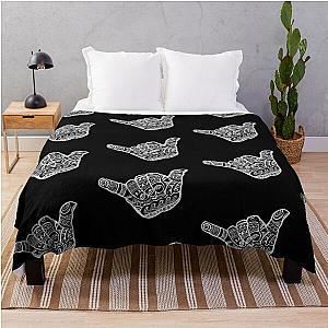 Hang Loose Polynesian Tribal Shaka Hand Sign in White Throw Blanket