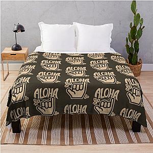 Aloha Shaka Tan Throw Blanket