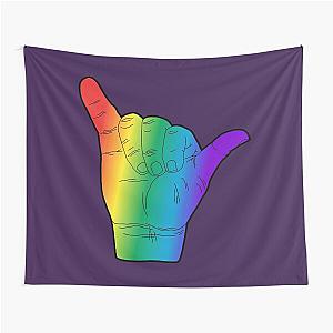 Hang Loose Shaka Hand Gesture - Rainbow Pride Tapestry