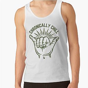 Retro Style Chronically Chill Shaka Dark Green Tank Top