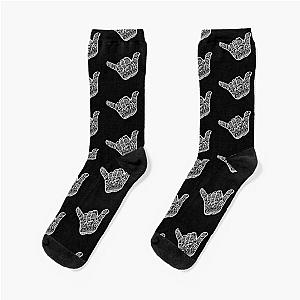 Hang Loose - Polynesian Tribal Shaka Hand Sign in White Socks