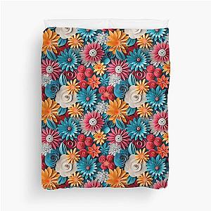 Colorful of flower papercut shameless. Duvet Cover