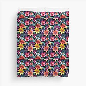 Colorful of flower papercut shameless. Duvet Cover