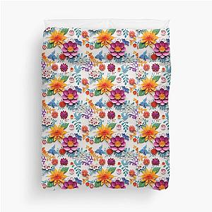 Colorful of flower papercut shameless. Duvet Cover