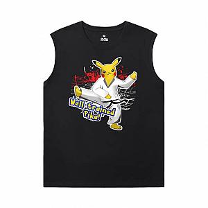 Pokemon T-Shirt Cotton Black Sleeveless T Shirt Mens WS2302