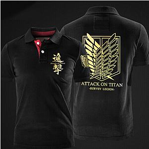 Attack on Titan Survey Legion Polo Shirts Black XXL Cotton Polo Tee WS2302