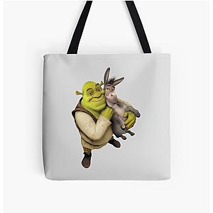  Shrek and Donkey Best Friends All Over Print Tote Bag