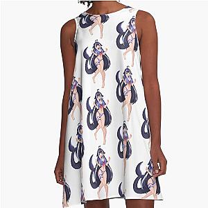 Lewd wearing swimsuit a-line dress