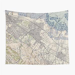 Old Map of Palo Alto and Silicon Valley CA 1943 Tapestry