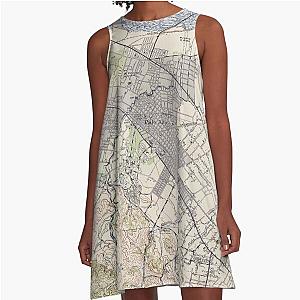 Old Map of Palo Alto and Silicon Valley California 1943 A Line Dress