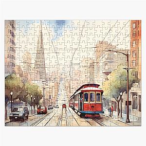 San Francisco Landscape Watercolor Painting Silicon Valley Jigsaw Puzzle