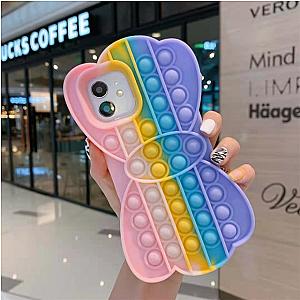 Butterfly Silicone Phone Case For iPhone Simple Dimple Fidget Toy Pop It