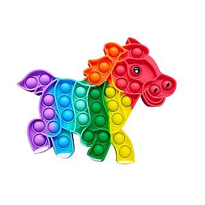 Rainbow-colored Horse Shape Simple Dimple Fidget Toy Pop It