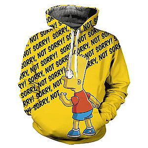 Simpsons Cartoon Bart Writing Not Sorry 3D Print Hoodies