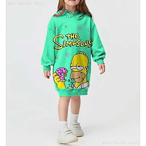 Simpsons Mid-length Cartoon Cute Printed Sweater Dress