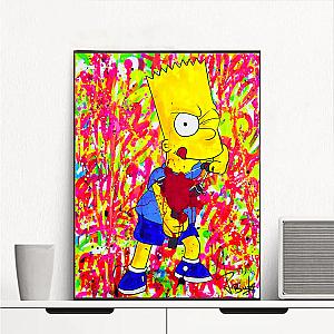 Bart Simpson Cartoon Draw Canvas Painting Poster