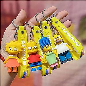 The Simpsons Keychains - Cartoon Anime The Simpsons Pendant Kawaii Keychains Holder Car