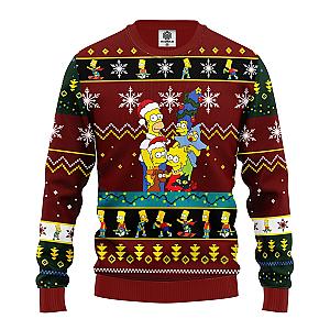 Simpson Family Ugly Christmas Sweater Red Brown Great Gift Idea