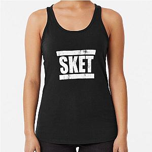 SKET Dance Acronym White Distressed Racerback Tank Top