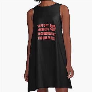 SKET Dance - Sket Dan Symbol with Acronym Expansion Red Distressed A-Line Dress