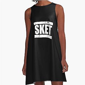 SKET Dance Acronym White Distressed A-Line Dress