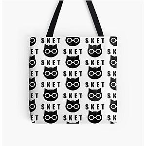 SKET Dance - SKET Dan Symbol with Acronym Black Distressed All Over Print Tote Bag