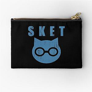 SKET Dance Symbol with Acronym Blue Distressed Zipper Pouch