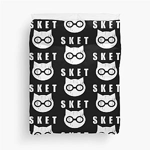 SKET Dance - SKET Dan Symbol with Acronym (White) Distressed Duvet Cover