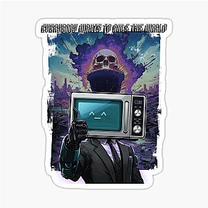 Eye-Popping Skibidi Toilet Animation Sticker Tee for Enthusiasts