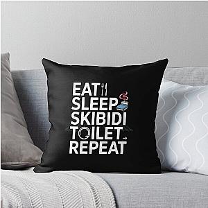Eat Sleep Skibidi Repeat Funny Meme Throw Pillow