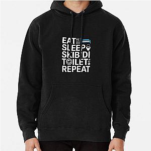 Eat Sleep Ski Repeat Funny Tee Pullover Hoodie