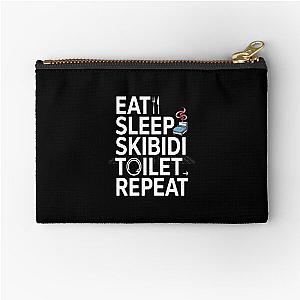 Eat Sleep Skibidi Repeat Funny Tee Zipper Pouch