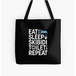 Eat Sleep Skibidi Repeat Funny Meme Tee All Over Print Tote Bag
