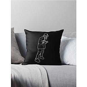 Ski Mask The Slump God outlines white Throw Pillow