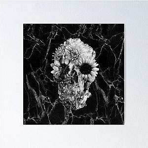 Floral Skull Marble Poster