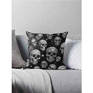 Dark Black Skulls Throw Pillow