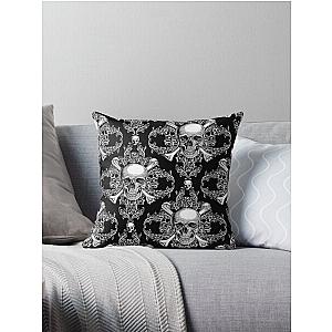 SKULL & CROSSBONES WALLPAPER Throw Pillow