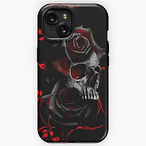 Skull with Black and Red Roses iPhone Tough Case