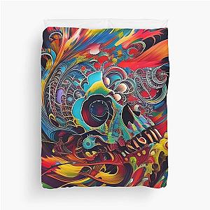 Psychedelic Trippy Exploding Skull  Duvet Cover